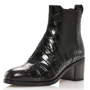 rag & bone Glossy Black Croc-Patterned Ankle Boots
